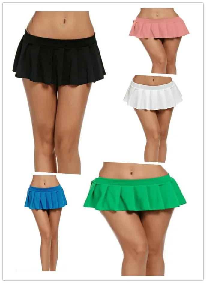 Top Trends: Sexy Candy Color Short Mini Skirt Women Micro Night Clubwear Pleated Skirt S-XXL Shoppable Styles