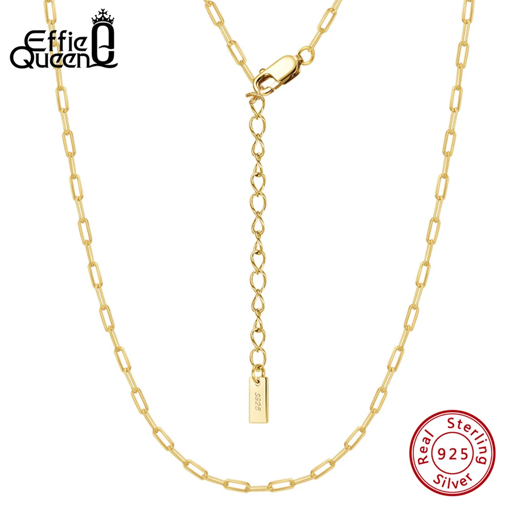 Top Trends: Effie Queen 925 Sterling Silver Fashion Paperclip Link Chain Necklace For Women Men Simple Basic Neck Chain Party Jewelry SC64 Shoppable Styles