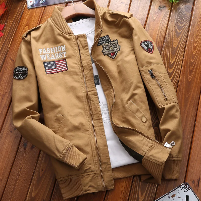 Top Trends: Spring Autumn New Jacket Men Fashion Casual Windbreaker Jacket Coat Male Outwear Plus Size Military Uniform Embroidery Baggy Shoppable Styles