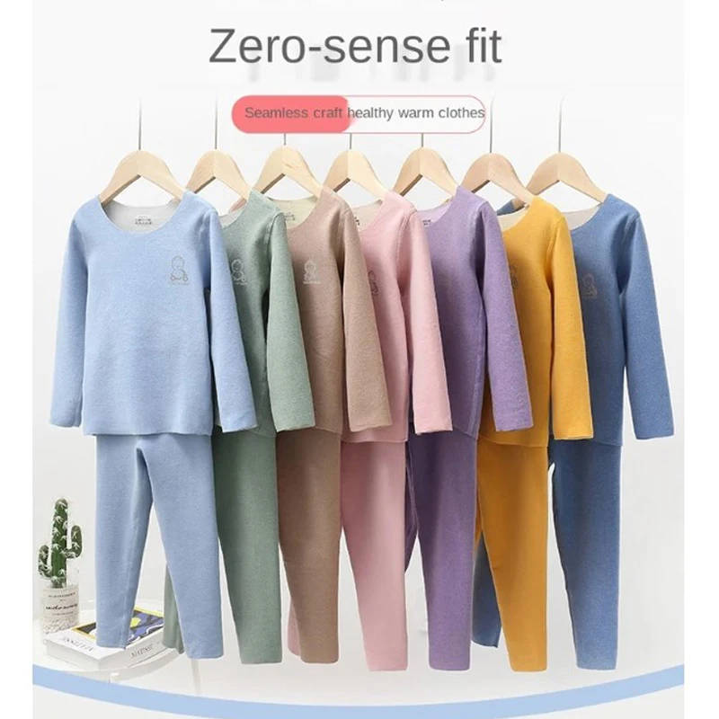 Top Trends: 2022 Autumn Toddler Kids Thermal Underwear Pajamas Solid Winter Warm Lounge Boy Girl Casual Pyjamas Children Warm Sleepwear Shoppable Styles