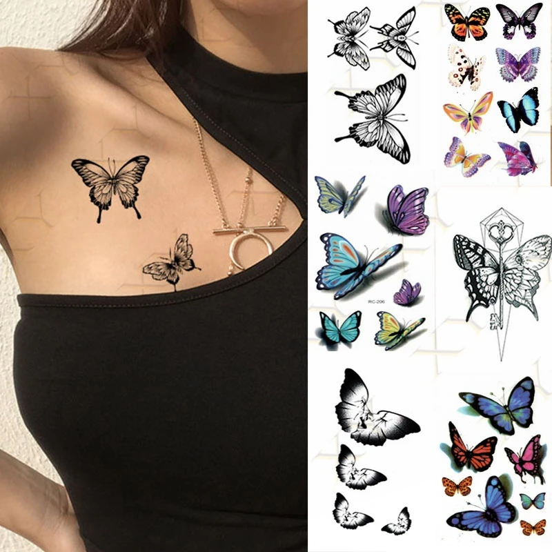 Top Trends: Butterfly Fox Animal Flower Element Temporary Tattoo Sticker Waterproof Women Men Fake Tatto Body Art Kids Lady Tatoo 10.5X6cm Shoppable Styles