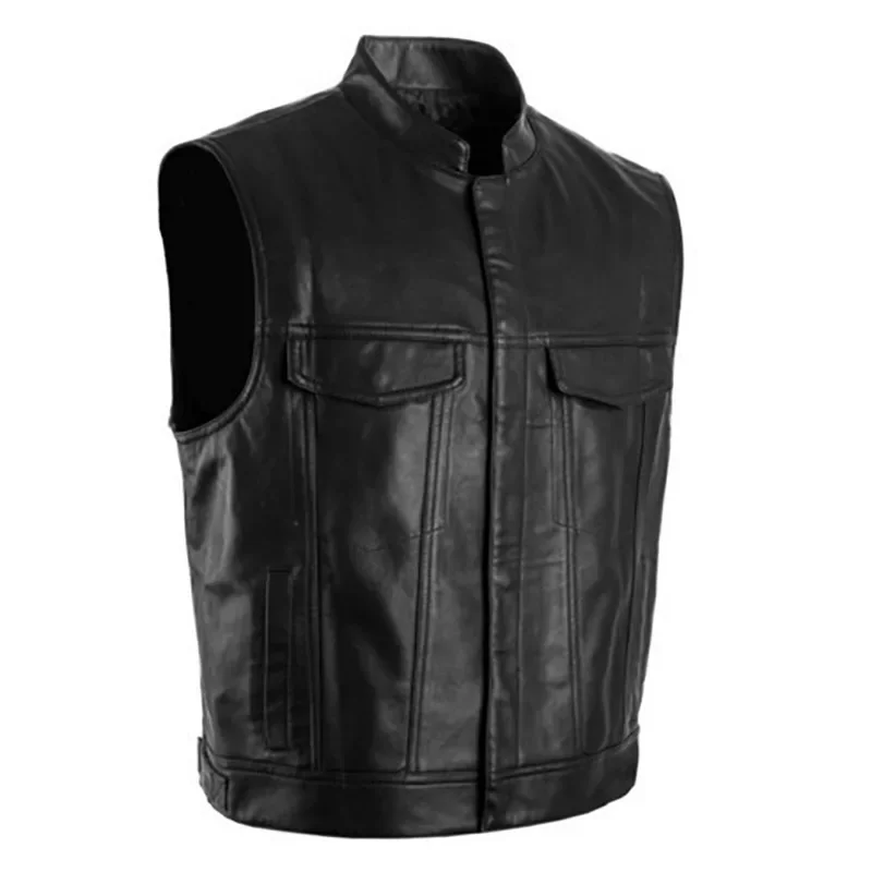 Top Trends: 2023 New Men Vest Black Biker Motorcycle Hip Hop Waistcoat Male Faux Leather Punk Solid Black Spring Sleeveless Leather Vest Shoppable Styles