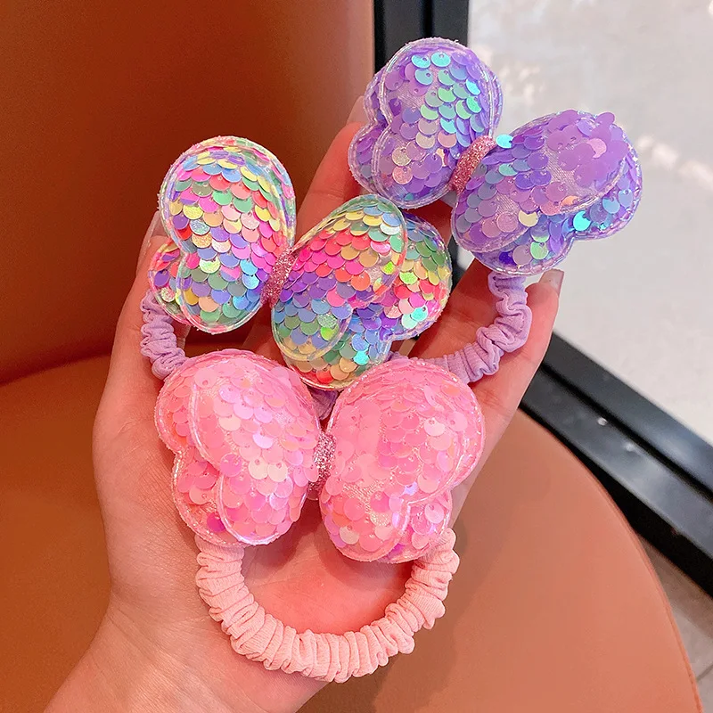 Top Trends: 2023 New Sequin Butterfly Hair Rope Children's Small Intestine Ring Does Not Hurt Hair Head Rope Tied Ponytail Party Gifts Shoppable Styles