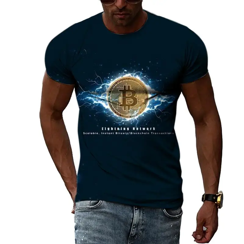 Top Trends: Summer Fashion Bitcoin Pictures T-Shirts For Men Casual 3D Print Tees Hip Hop Personality Round Neck Short Sleeve Tops Shoppable Styles