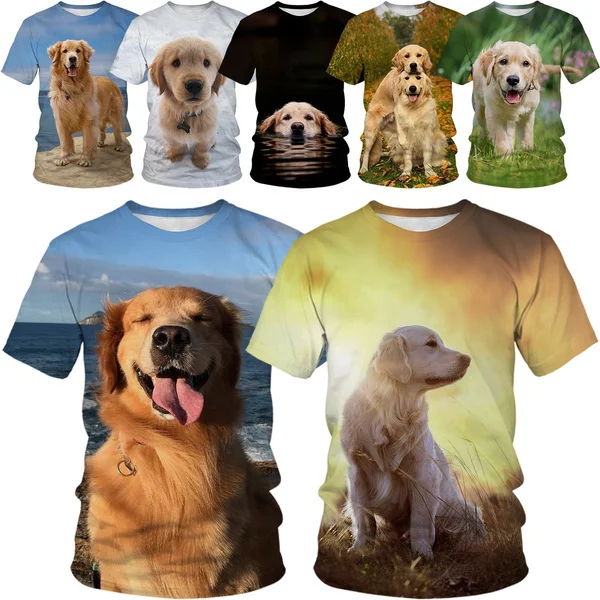 Top Trends: Golden Retriever Pattern Cute Dog 3d Printing Men&#039;s Women&#039;s Children&#039;s Street T-shirts Breathable Lightweight Summer Sports Tops Shoppable Styles