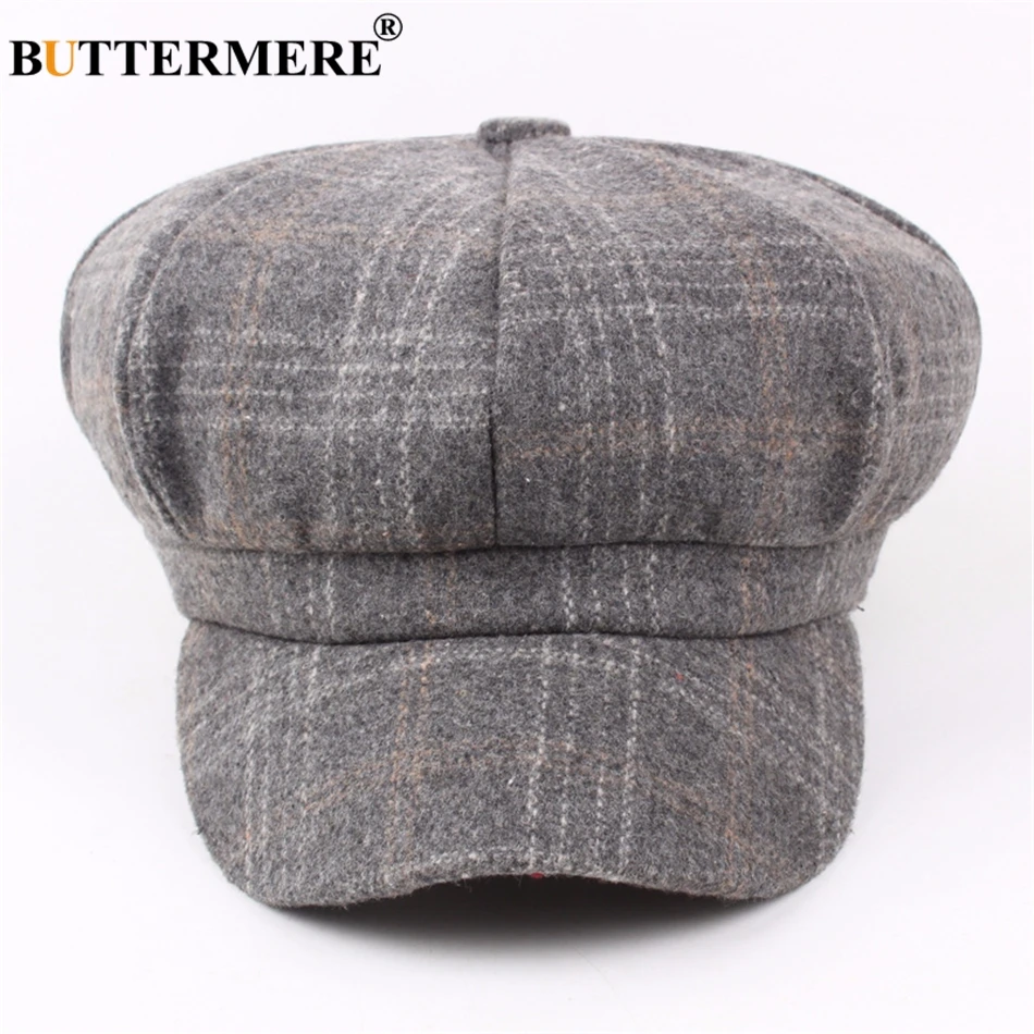 Top Trends: BUTTERMERE Women Wool Tweed Caps Newsboy Female Male Vintage Army Green Plaid Flat Caps Spring Painters Cabbie Duckbill Hat 2024 Shoppable Styles - Image 4