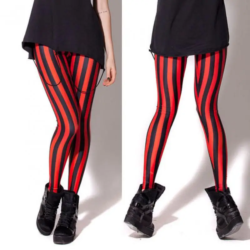 Top Trends: High Waist Elastic Sexy Leggings Fashion Red Black Stripe Print Trousers Casual Sports Fitness Leggings Slim Hip-Lift Pants Shoppable Styles