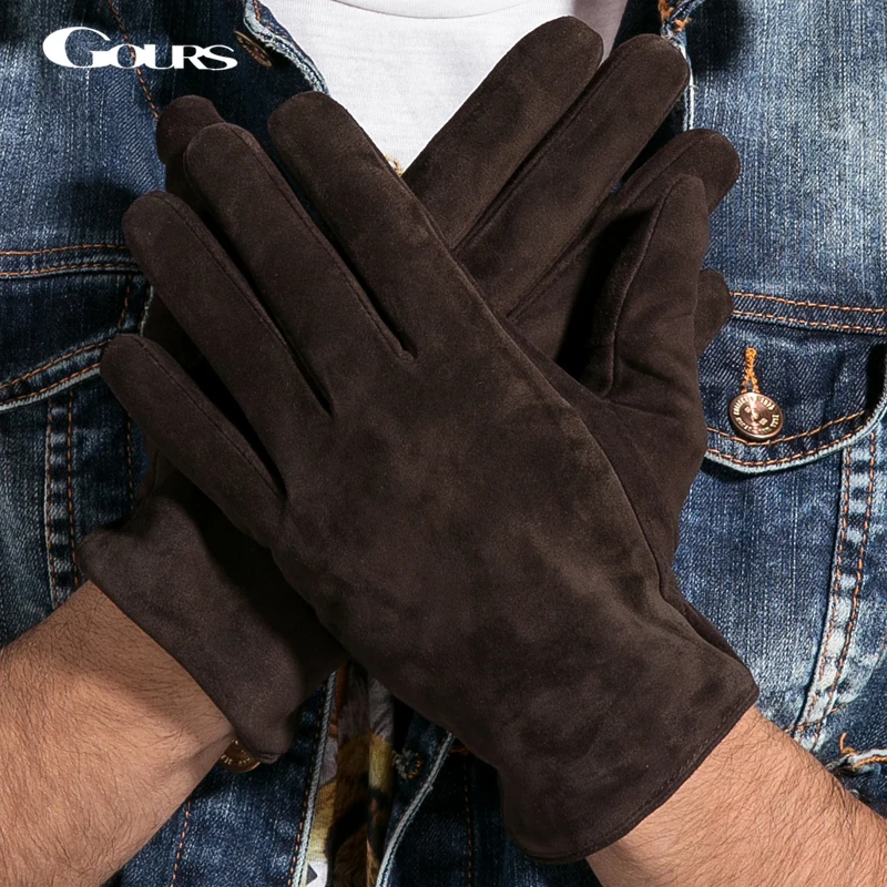 Top Trends: GOURS Winter Real Leather Gloves For Men Black Genuine Suede Goatskin Touch Screen Gloves Warm Soft Fashion Driving New GSM023 Shoppable Styles