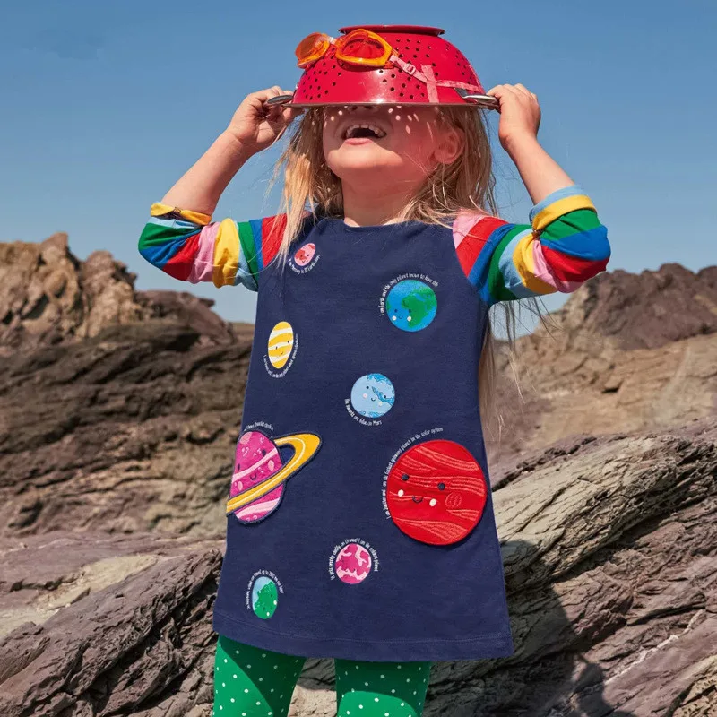 Top Trends: Jumping Meters Princess Girls Space Dresses For Autumn Spring Fashion Kids Cotton Clothes O-neck Toddler Cute Frocks Shoppable Styles