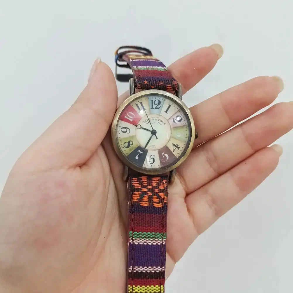 Top Trends: Women Watch Round Dial Pointer Display Adjustable Strap Anti-shock Vintage Decorative Buckle Clasp Ethnic Style Female Watch Shoppable Styles