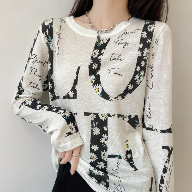 Top Trends: Autumn New Worsted Ultra-Thin Micro-Permeable Wool Knitted Cardigan Women's Design Sense Cashmere Graffiti Sweater Coat Shoppable Styles