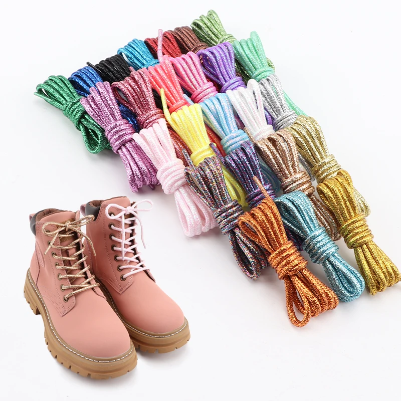 Top Trends: Colorful Round Shoelaces Fashion Glitter Shoe Laces Running Sneakers Laces 100 / 120 / 140 / 160 / 180CM Boots Shoelace For Shoes Shoppable Styles