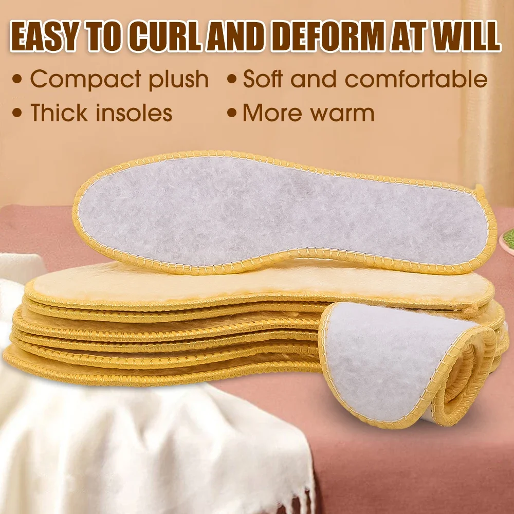 Top Trends: 4pcs Warm Heated Insoles Thermal Felt Insoles Thicken For Men Women Winter Shoes Breathable Snow Boot Imitation Rabbit Shoe Pads Shoppable Styles - Image 5