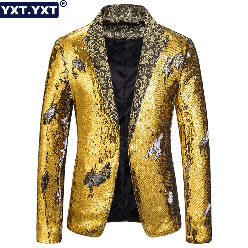 Top Trends: Fashion Jacket Blazer Male Suit 2023 New In Casual Luxury Royal Blue Sequin Glitter Men Flower Lapel 2 Color Male Suits Shoppable Styles