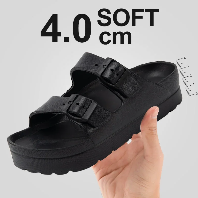 Top Trends: Summer Platform Sandals Women Thick-soled Comfortable Slippers Casual Flat Buckle Slides Eva Soft Sole Ladies Beach Footwear 42 Shoppable Styles