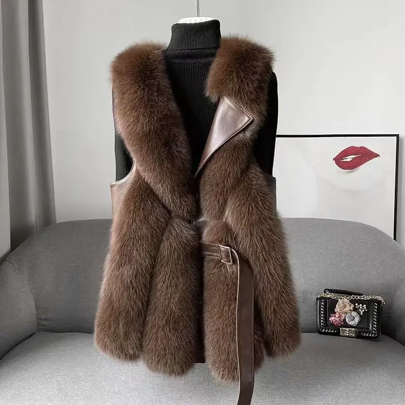 Top Trends: Women Fox Fur Thicken Vest Jacket Coat Autumn 2023 New Winter Women Mid-length Fox Fur Vest Waistcoat Female Fox Fur Vest Jacket Shoppable Styles