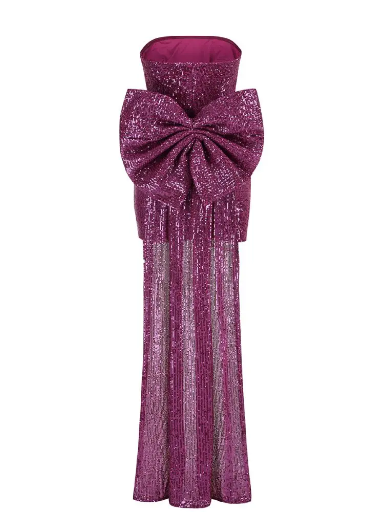 Top Trends: Purple Luxury Women's Dresses Sexy Sequins Birthday Strapless Elegant Gowns 2024 Spring Evening Dress Female Clothing Lady Prom Shoppable Styles - Image 2