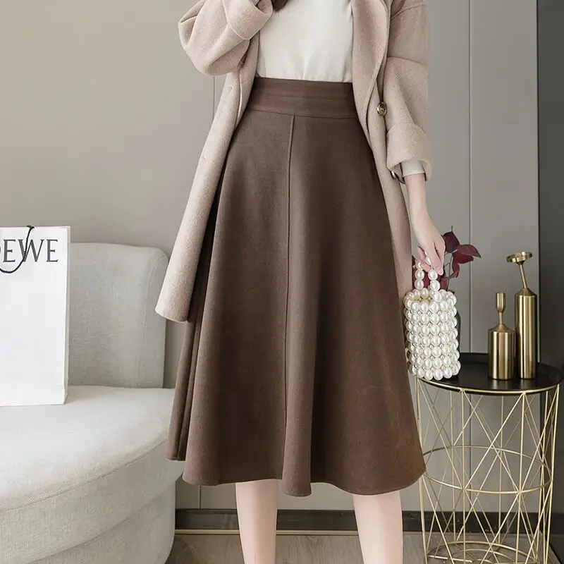 Top Trends: Fashion Zipper Spliced Korean Solid Color Skirts Women's Clothing 2023 Autumn Winter Loose All-match High Waist Skirt Shoppable Styles