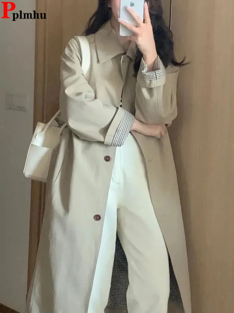 Top Trends: Classic Long Trench Coats Casual Baggy Lapel Windbreake Jackets Spring Fall Outwear Gabardina Women Long Sleeve Chaquetas New Shoppable Styles