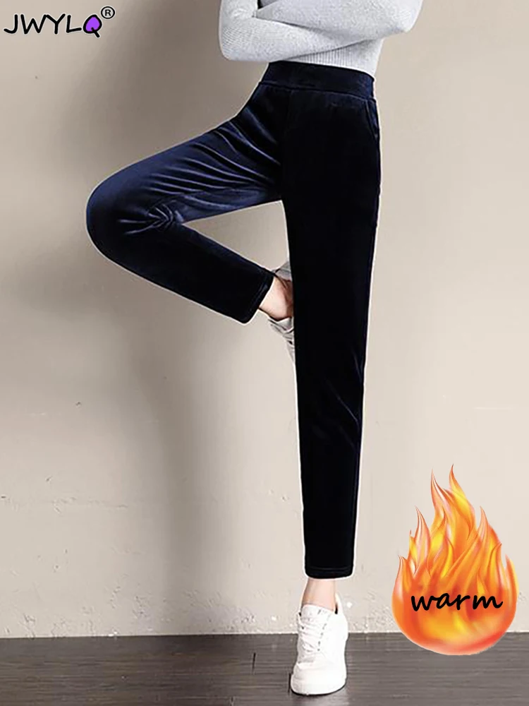 Top Trends: Oversized 5xl High Waist Winter Thicken Velvet Pencil Pants Fashion Plus Velvet Pantalons Casual Basic Mom Slim Leggings Trouser Shoppable Styles