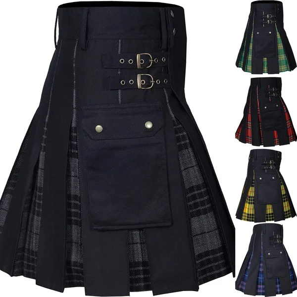 Top Trends: Kilts For Men, Utility Kilt, 100% Cotton Jeans Hybrid Kilt, Modern Box Pleated Tartan Traditional Mens Kilt Shoppable Styles