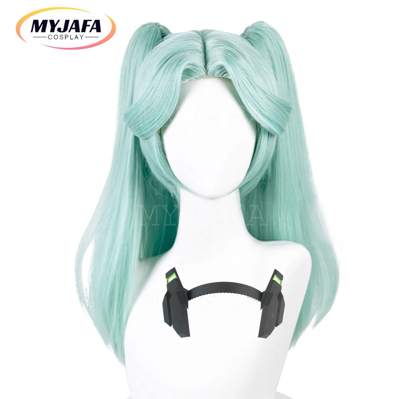 Top Trends: Cyberpunk Edgerunners Rebecca Cosplay Wig Mint Green Long Ponytails Heat Resistant Synthetic Hair Wigs + Wig Cap Shoppable Styles