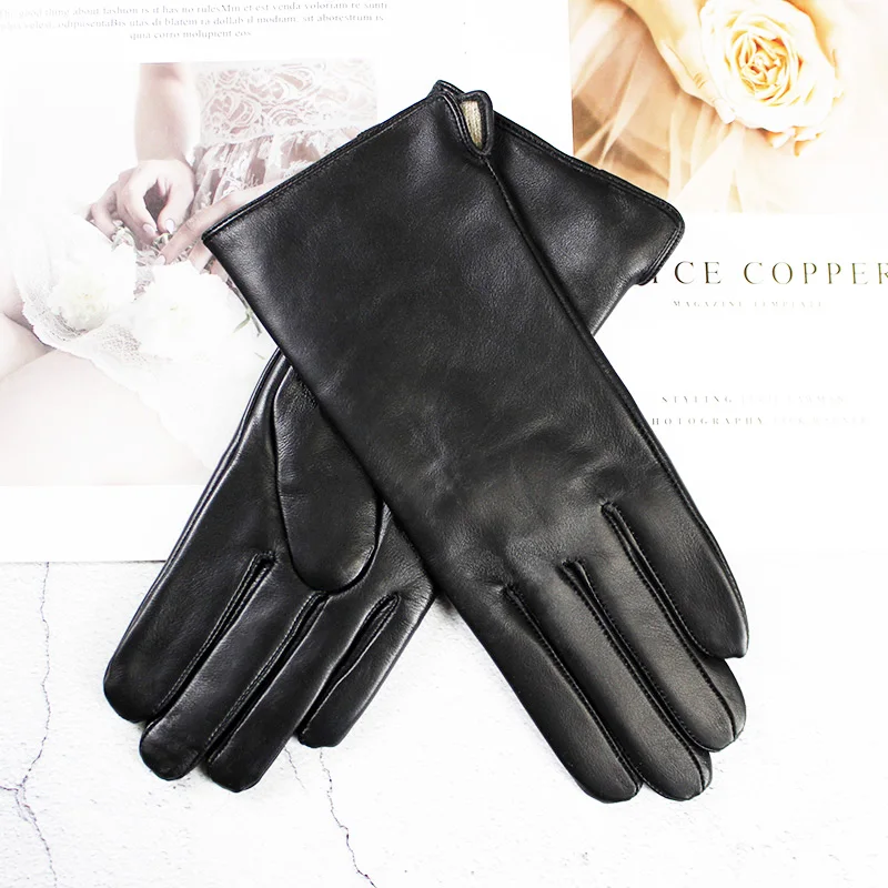 Top Trends: Guantes Real Adult Winter Gloves New Leather Gloves Women Straight Style Sheepskin Mittens A Variety Of Lining Driving Shoppable Styles