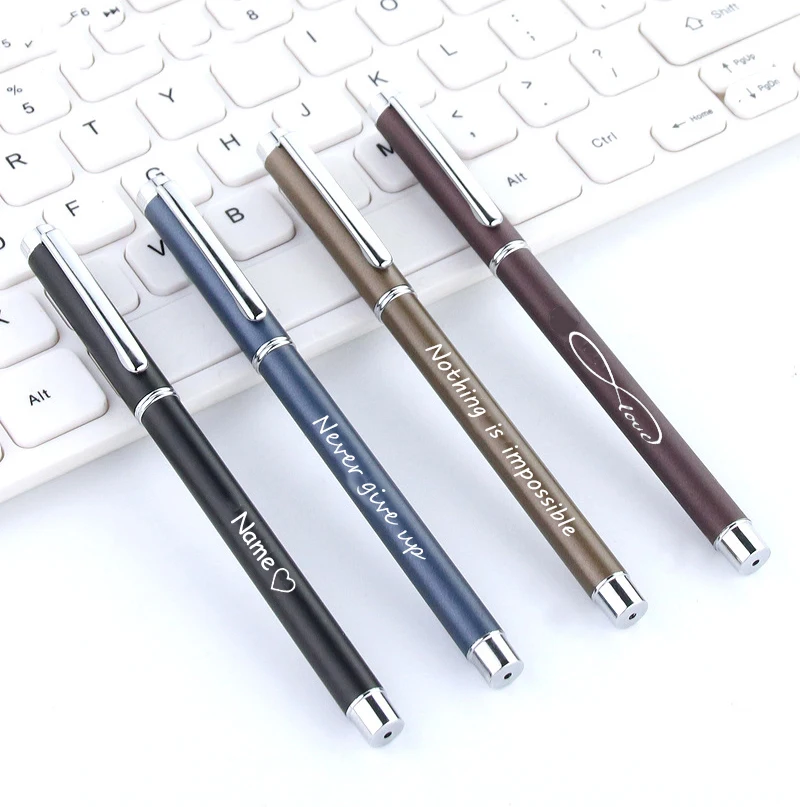 Top Trends: Engraved Pen Custom Name Logo Metal Signature Pen Black Ink 4 Colors Personalised Text Symbol Name Writing Office Pens Students Shoppable Styles