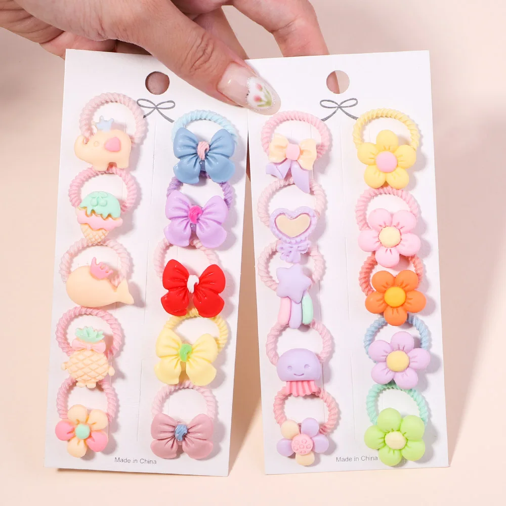 Top Trends: 10Pcs Cartoon Hairbands Set For Girl Cute Bowknot Headbands Elastic Hair Rope Hair Tie Accessories Lovely Headwear Ornaments Shoppable Styles - Image 5