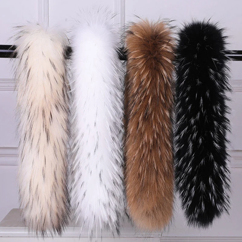 Top Trends: Real Raccoon Fur Collar Luxury Warm Natural Fur Scarf Female Winter Fur Hood Decor For Coat Jackets Genuine Fur Shawls Black Shoppable Styles