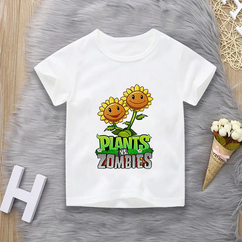 Top Trends: 2022 Summer Plant Vs Zombies Print Children Cotton T Shirts Cartoon Game Boys Girls Clothes Kids T-shirt Clothes For 3-13Y Shoppable Styles