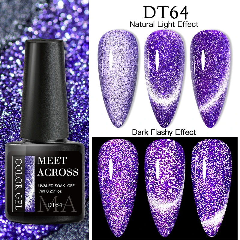 Top Trends: MEET ACROSS Fluorescent Reflective Cat Eye Magnetic Gel Glitter Neon Gel Nail Polish Semi Permanent Nail Art Gel Polish 7ml Shoppable Styles