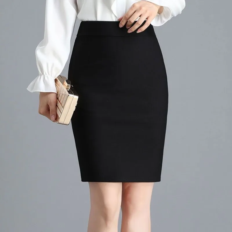 Top Trends: Office Lady Fashion Midi Black Split Skirts Spring Summer Temperament Koreon Streetwear Women Casual High Waist Slim Sexy Skirt Shoppable Styles