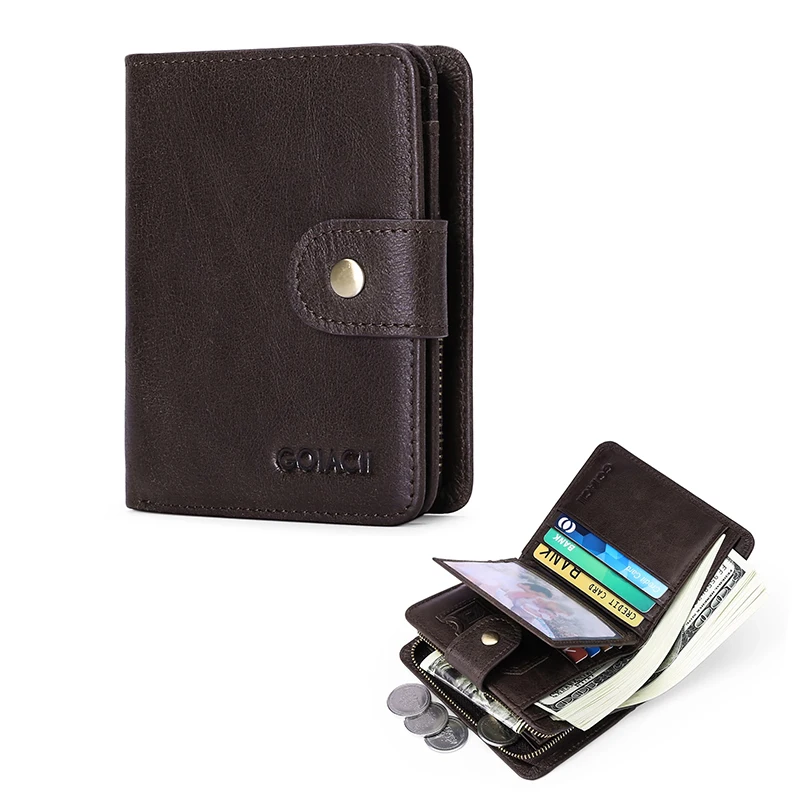 Top Trends: Genuine Leather Wallets Men&#039;s Money Bags Vertical Short ID Credit Card Holders Zipper Coin Purses Album Driver&#039;s License Wallets Shoppable Styles