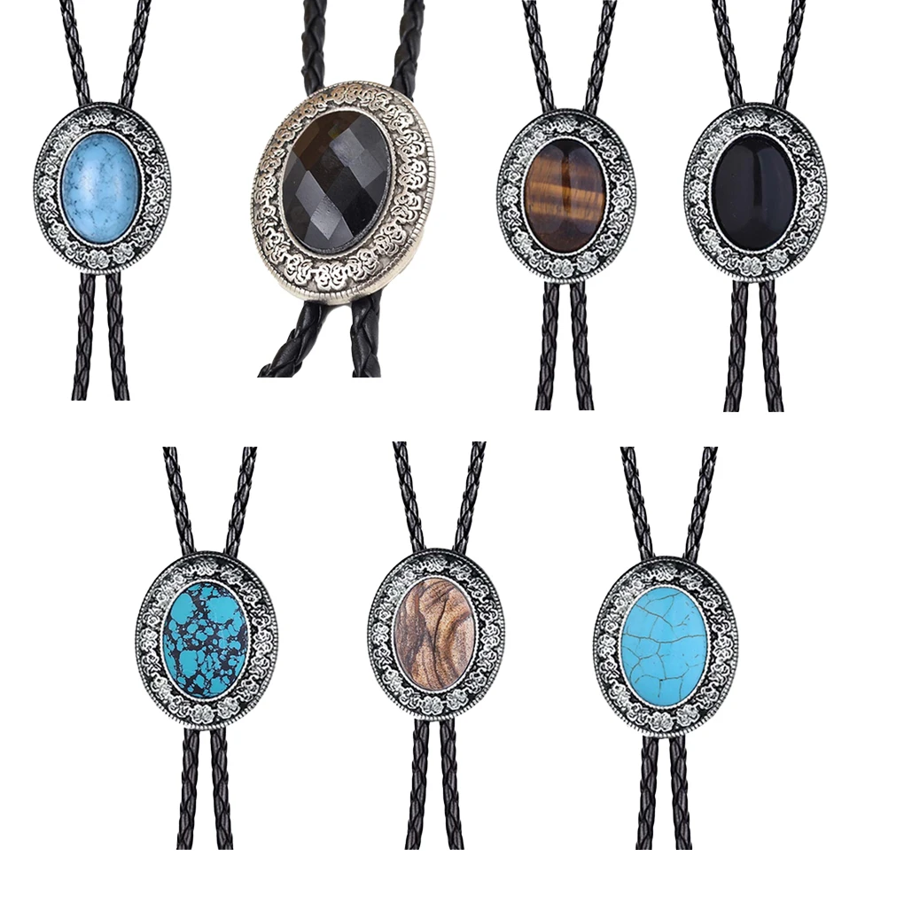 Top Trends: Bolo Tie For Men Western Ties With PU Leather Cord Stone Pendant Necklace Men S Neckties Valentines Day Decorations Ornaments Shoppable Styles