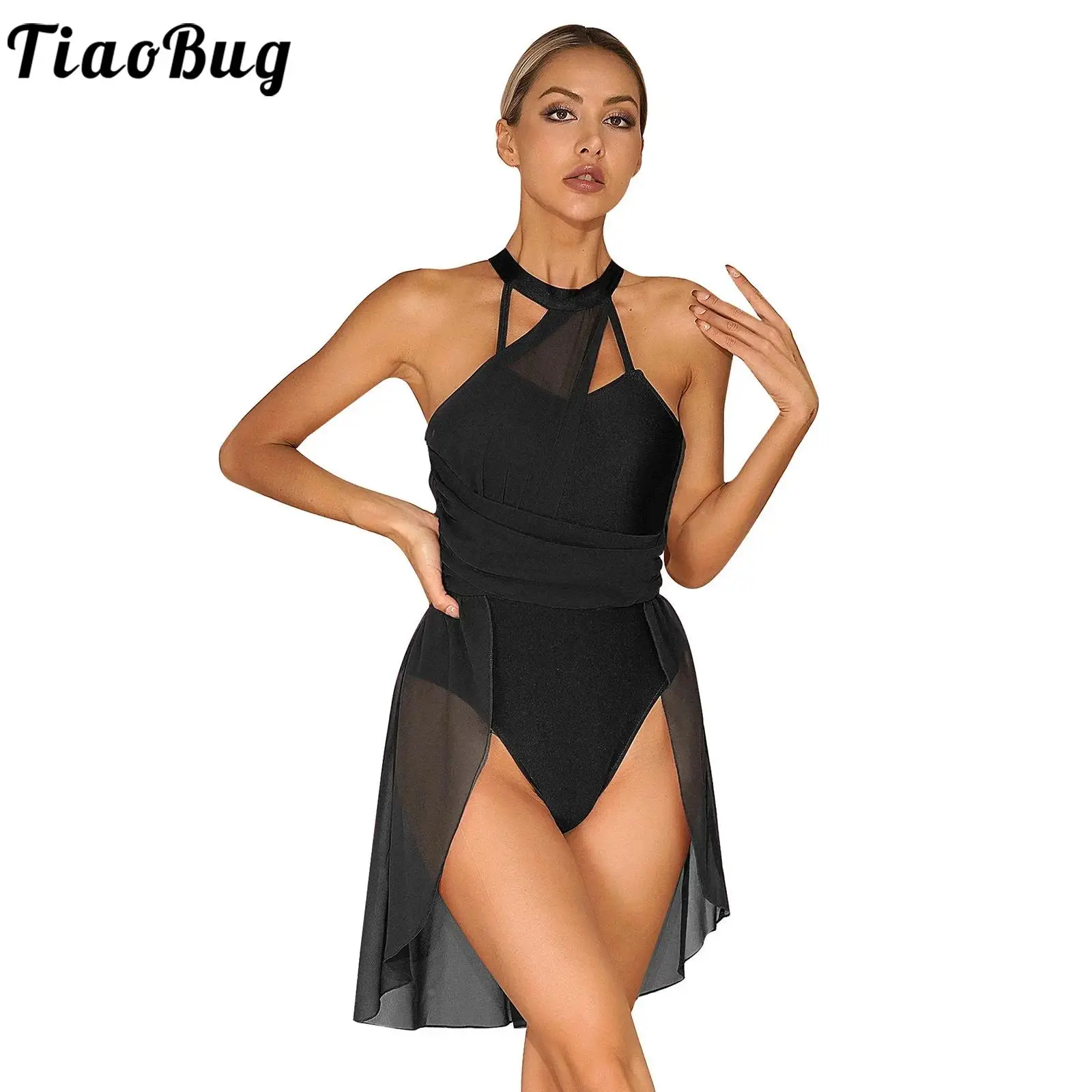 Top Trends: Women Sleeveless Ballet Dance Dress Sheer Mesh Moden Contemporary Lyrical Dance Clothes Stage Performance Dancewear Shoppable Styles