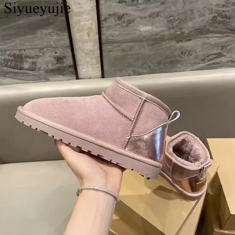 Top Trends: Woman Winter Warm Snow Boots Tazz Fur Real Sheepskin Wool Low-cut Warm Fur Shoes Man And Women Winter Short Boots Big Size 44 Shoppable Styles - Image 6