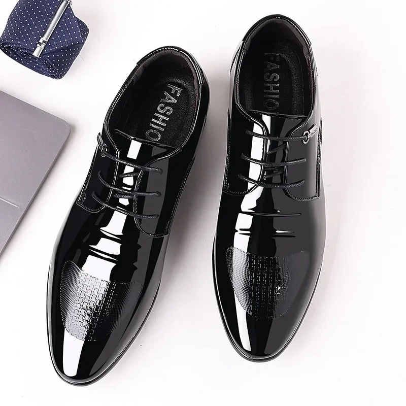 Top Trends: Trending Classic Men Dress Shoes For High Quality Men Oxfords Patent Leather Shoes Lace Up Formal Leather Wedding Party Shoes Shoppable Styles