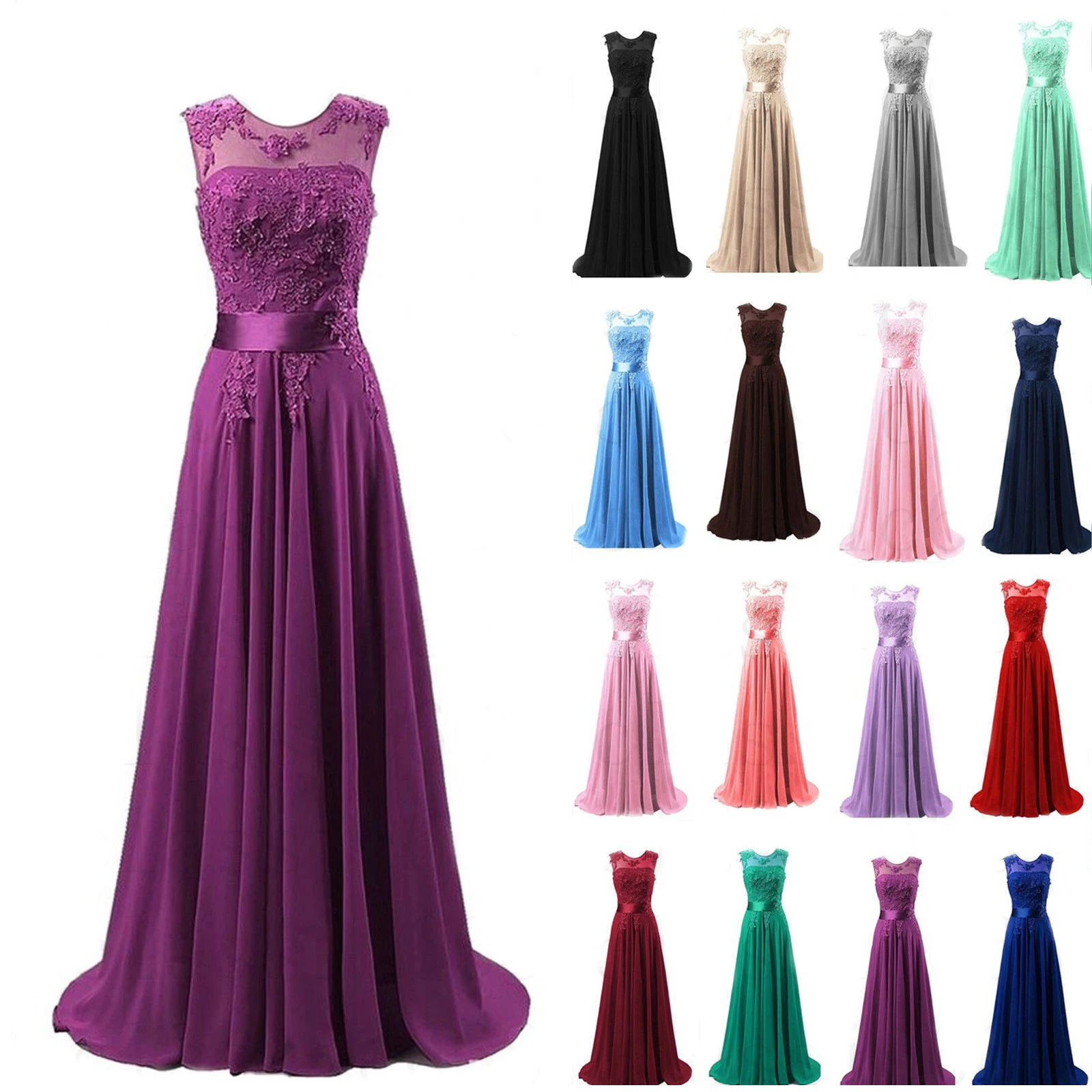 Top Trends: A Line Chiffon Elegant Off Shoulder Boat Neck Cheap Beading Applique Bridesmaid Dresses Wedding Party Evening Prom Lace Up Back Shoppable Styles