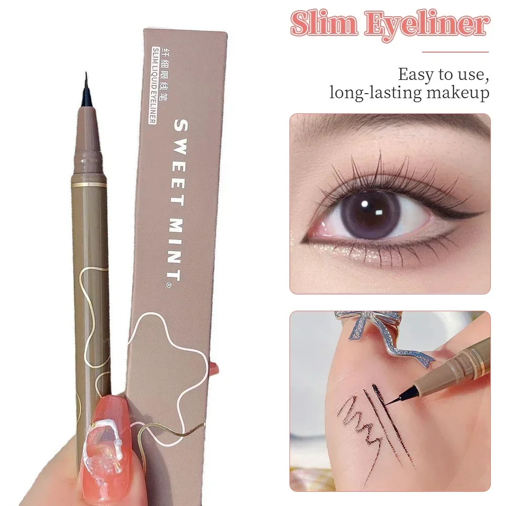 Top Trends: Eyeliner Pen Waterproof Sweat Proof Fast Drying Fine Pen Head Long-lasting Non Smudging Liquid Silkworm Laying Pen Beauty Tool Shoppable Styles - Image 6