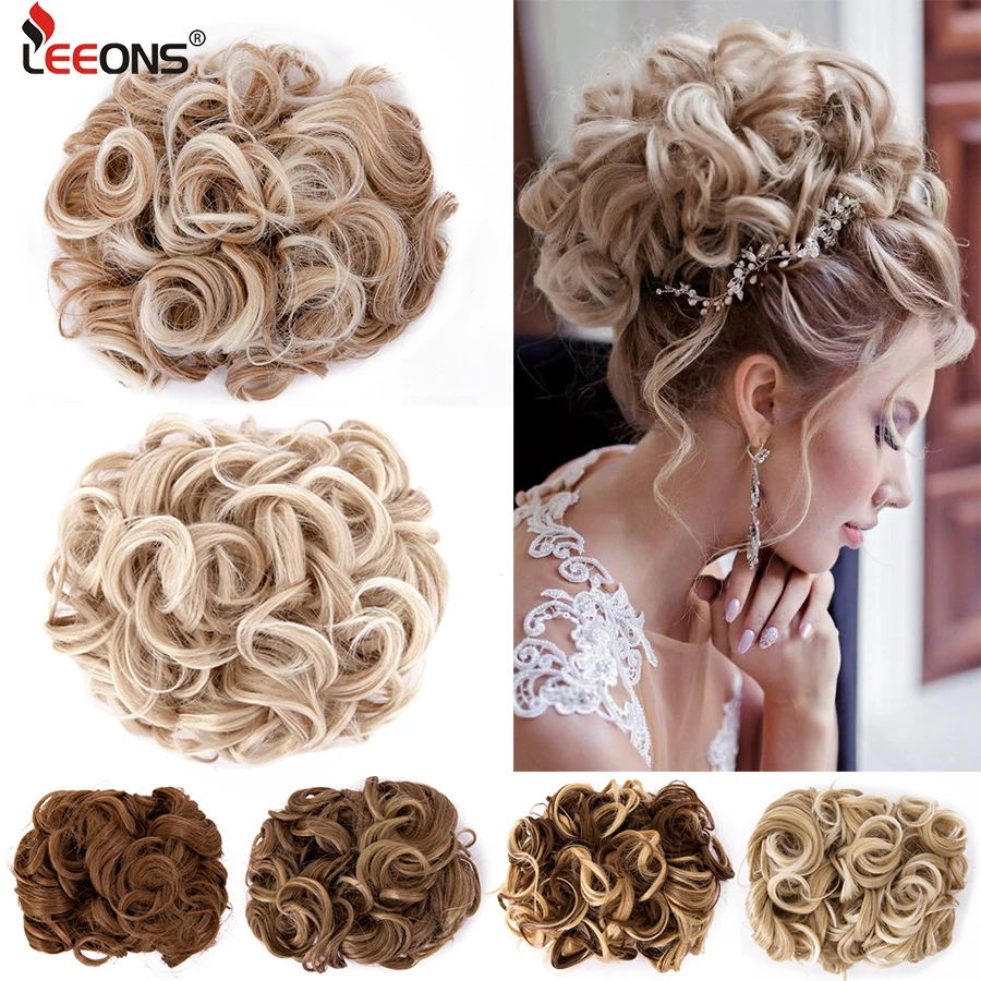 Top Trends: Leeons Synthetic Hair Bun Brown Blonde Curly Chignon Messy Bun Comb Clip In Hair Extension Updos Hairpieces For Women Shoppable Styles