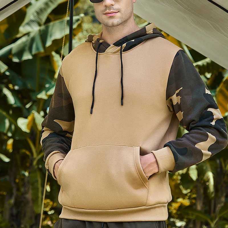 Top Trends: Spring Autumn Camouflage Spliced Loose Casual Hoodies Male Comfortable Fashion All-match Pullover Top Men Pocket Hooded Outwear Shoppable Styles