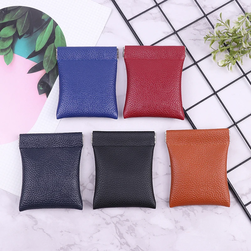 Top Trends: Creative PU Leather Coin Purse Credit Card Holder Small Wallet Money Earphone Coin Change Pouch For Women Men Squeeze To Open Shoppable Styles