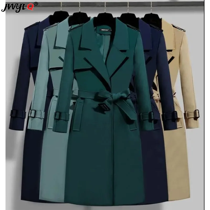 Top Trends: Elegant Belt Office Long Trench Coat Women Spring Autumn Loose Turndown Collar Fall Overcoat New Solid Color Long Sleeve Outwear Shoppable Styles