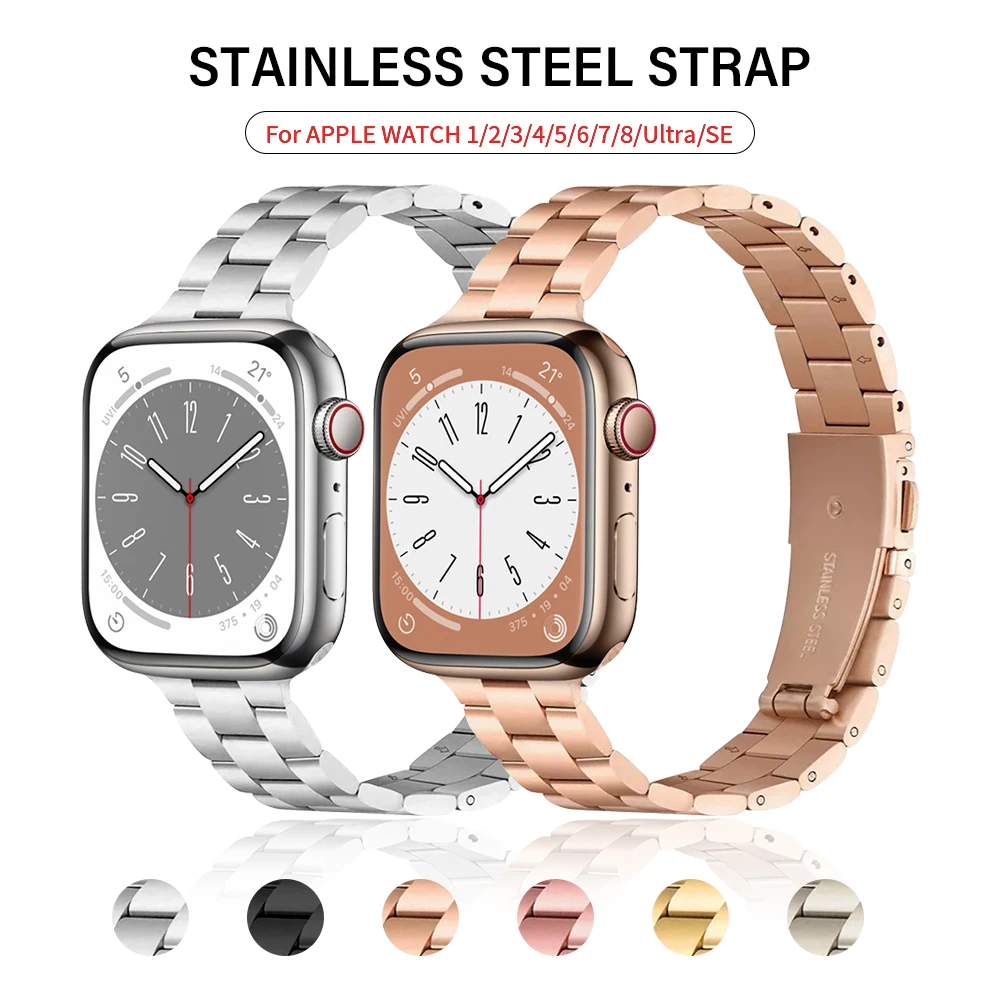 Top Trends: Stainless Steel Bracelet For Apple Watch 8 Band 40mm 41mm 44mm 45mm 49mm Women Slim Link Strap IWatch Series 5 4Se67 Accessories Shoppable Styles