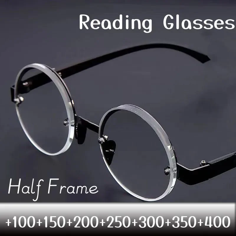 Top Trends: Men's HD Lens Reading Glasses Fashion Round Crystal Frame Presbyopia Glasses Eyeglasses Retro Anti Fatigue Prescription Eyewear Shoppable Styles