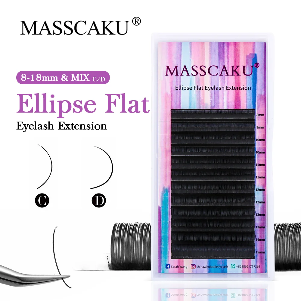 Top Trends: MASSCAKU Ellipse Flat Eyelash 0.15 / 0.20 / 0.25 Silk Classic Individual Lashes Eyelashes Wire Makeup Supplie Soft Natural Lashes Shoppable Styles