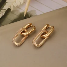 Retro Double Loop Design Drop Earrings Gold Silver Color Geometric Round Earrings for Women Girls Punk Hip Hop Fashion Jewelry G