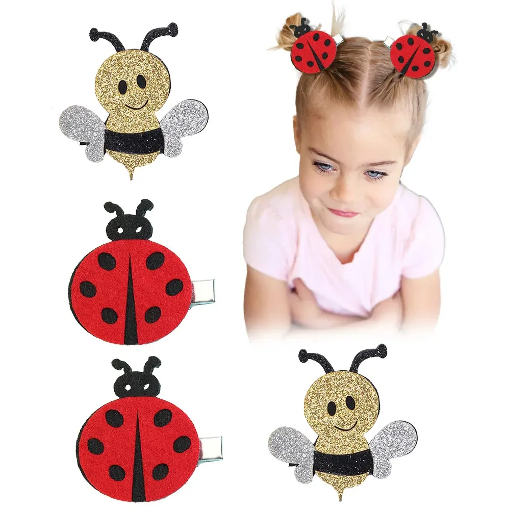 Top Trends: Ncmama 2Pcs / set Cute Bee Ladybug Hair Clip For Baby Girls Glitter Butterfly Hair Pin Barrettes Kids Headwear Hair Accessories Shoppable Styles