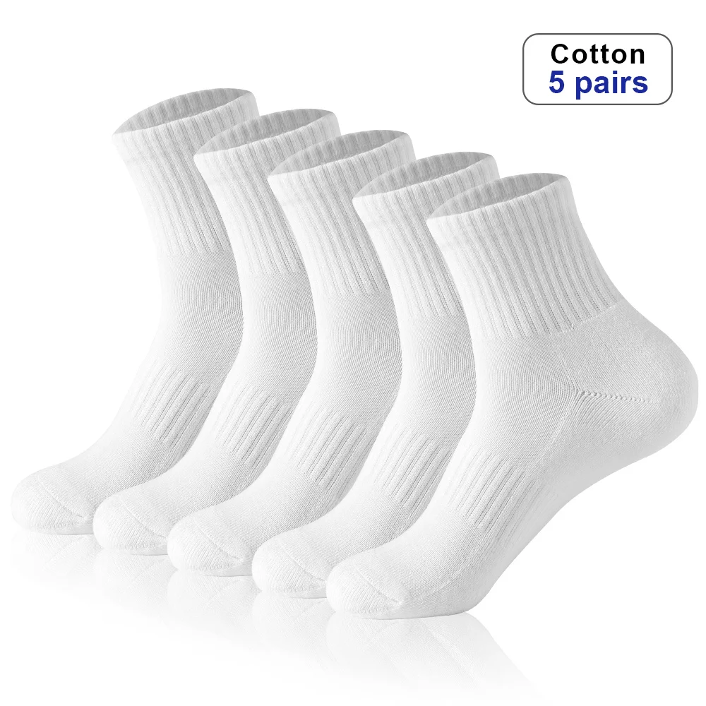 Top Trends: 5 Pairs High Quality Black Men Socks Deodorant Solid Men Tube Socks Run Sports Socks Autumn Winter Spring Summer Plus Size 38-46 Shoppable Styles